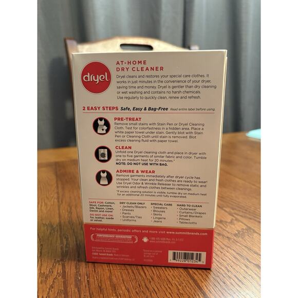 Dryel At-Home Dry-Cleaner Kit 6 Cleaning Cloths Wrinkle Releaser Stain Pen New - Picture 2 of 2